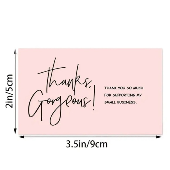 NEW 30 PCS THANKS GORGEOUS THANK YOU FOR SUPPORTING MY SMALL BUSINESS CARDS - Picture 3 of 4